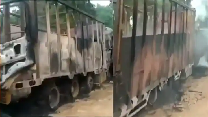 You are currently viewing असम के दीमा हसाओ जिले में उग्रवादियों द्वारा सात ट्रकों को लगाई गई आग
