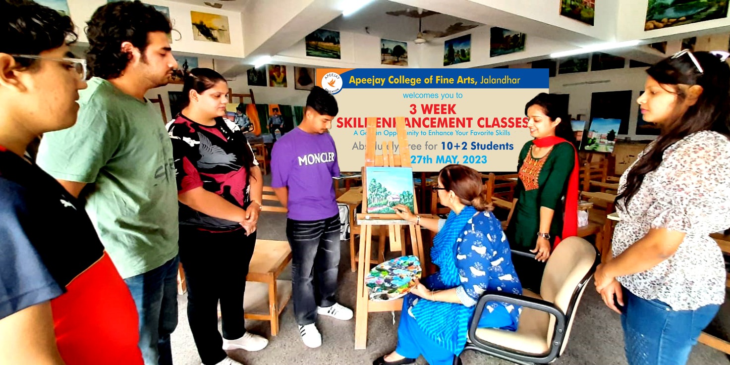 You are currently viewing Apeejay College ऑफ फाइन आर्ट्स जालंधर में स्किल एनहैंसमेंट कक्षाओं में विद्यार्थियों ने सीखा अपने भीतर छिपी कला को तलाशना और तराशना